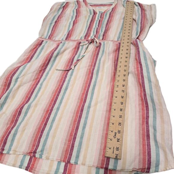 NWOT Time And Tru Ladies Striped Beach Sheath Dress Size XXL 100% Linen Pockets - Picture 4 of 10